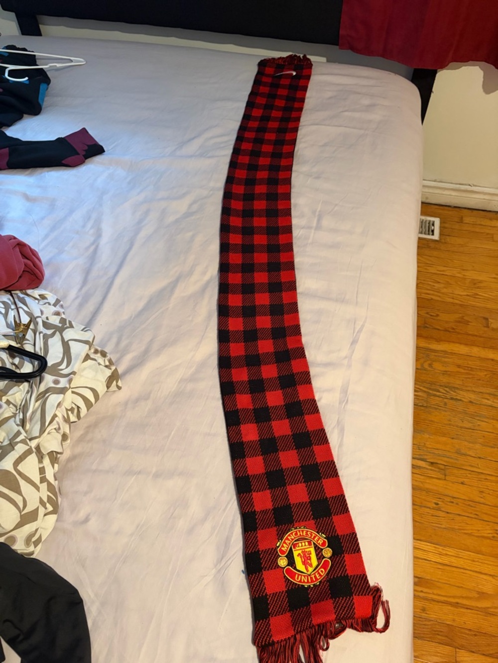 Manchester United Red & Black Plaid Scarf